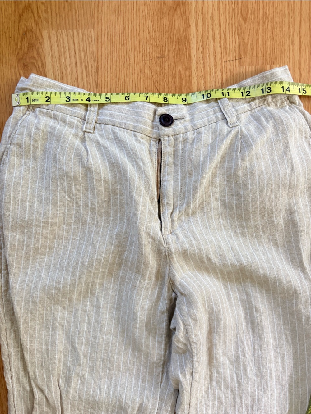 Women’s Lightweight Pinstripe Linen Blend Pants - Natural - Picture 3 of 6